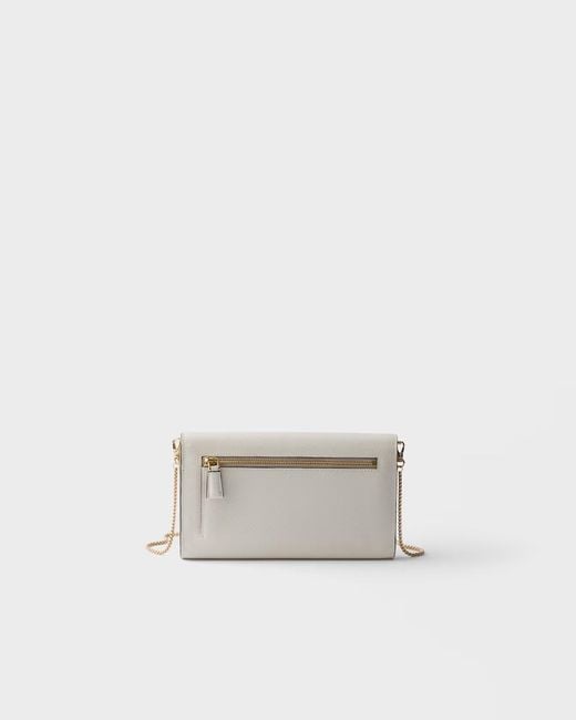 Prada Gray Logo Plaque Foldover Top Mini Shoulder Bag