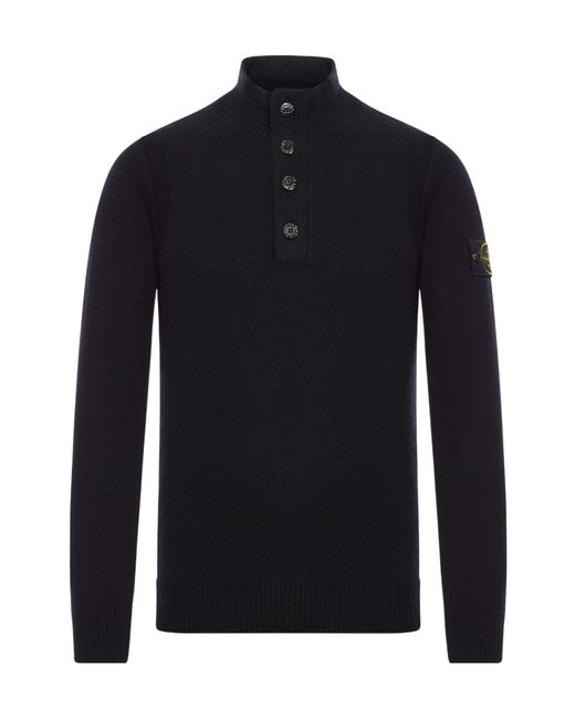Stone Island Blue High Neck Knitted Jumper for men