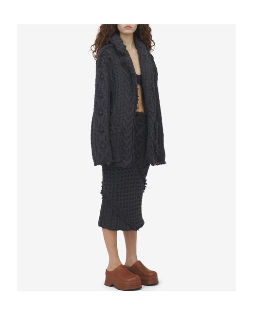 McQueen Black Twisted Knitted Cardigan