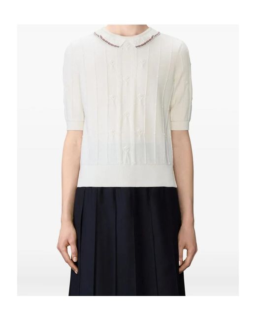 Thom Browne White Lace-Trim T-Shirt