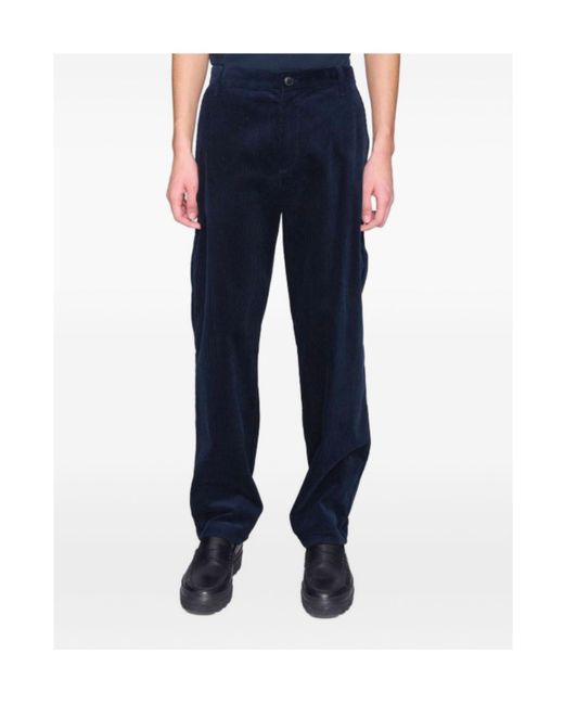 A.P.C. Blue Straight-Leg Corduroy Trousers for men