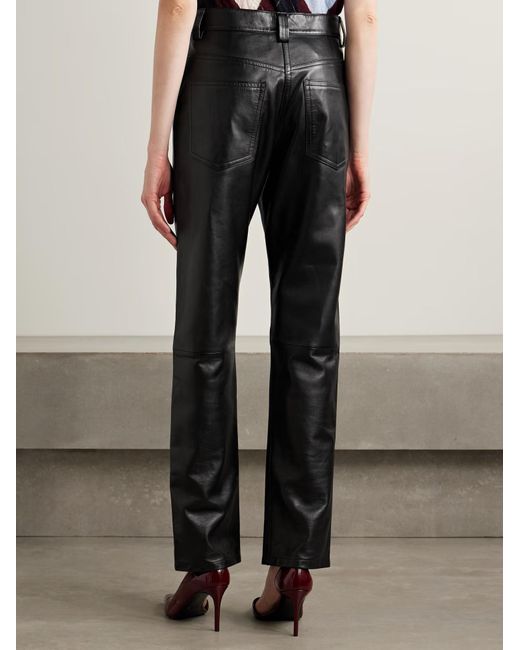 Khaite Black Panelled Leather Trousers