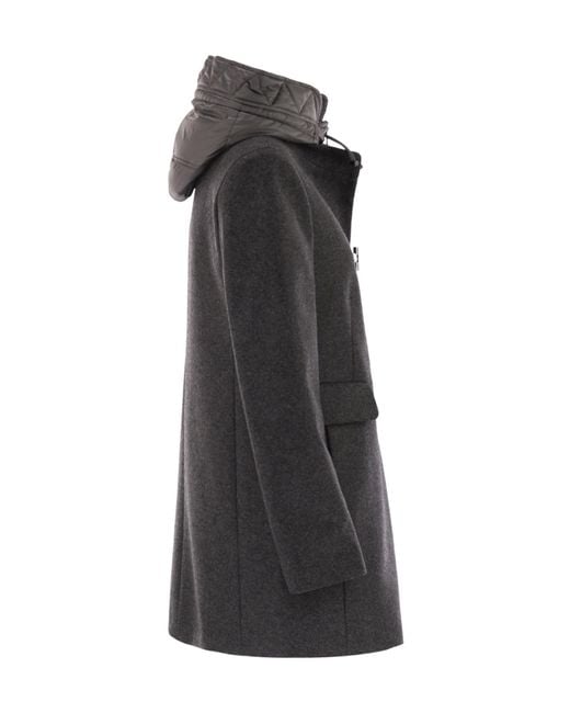 Fay Black Toggle Fastened Hooded Coat
