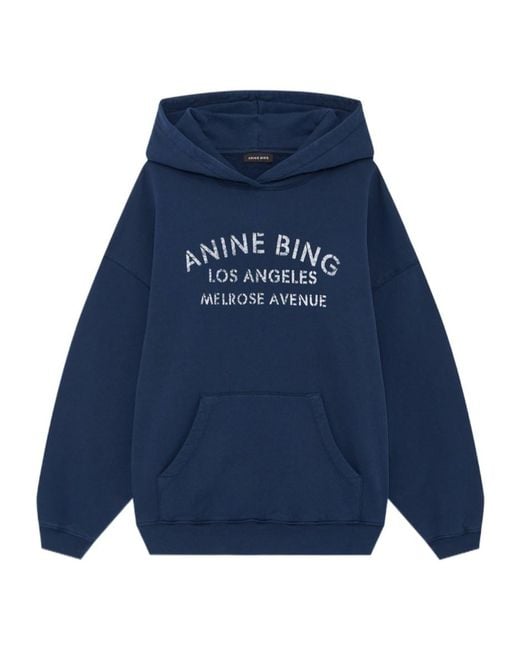 Anine Bing Blue Harvey Logo-Detail Hoodie