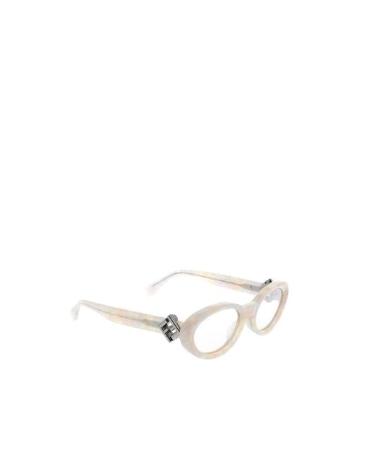 Fendi White Eyewear Oval Frame Glasses