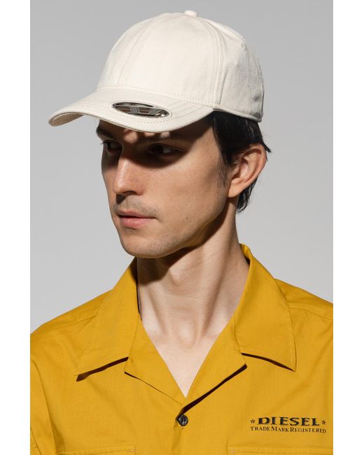 DIESEL White Corry-Div-Wash Baseball Cap for men