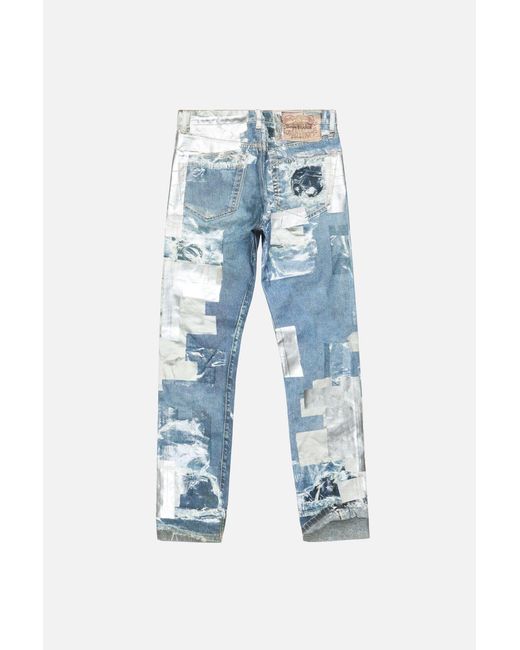 Acne Blue Coated Patchwork Jeans for men