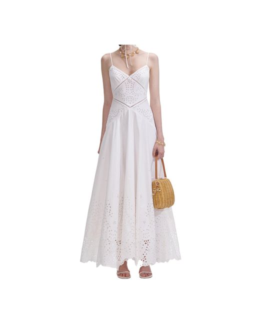 Self-Portrait White Embroidered Maxi Dress