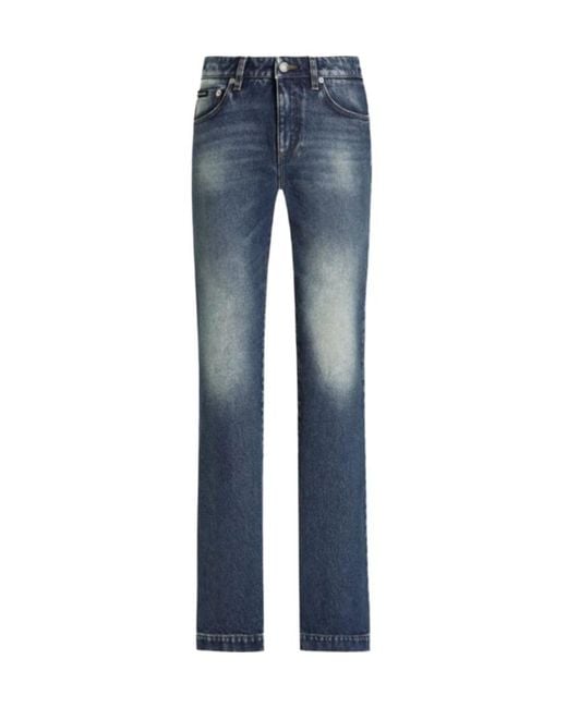 Dolce & Gabbana Blue Logo Plaque Jeans