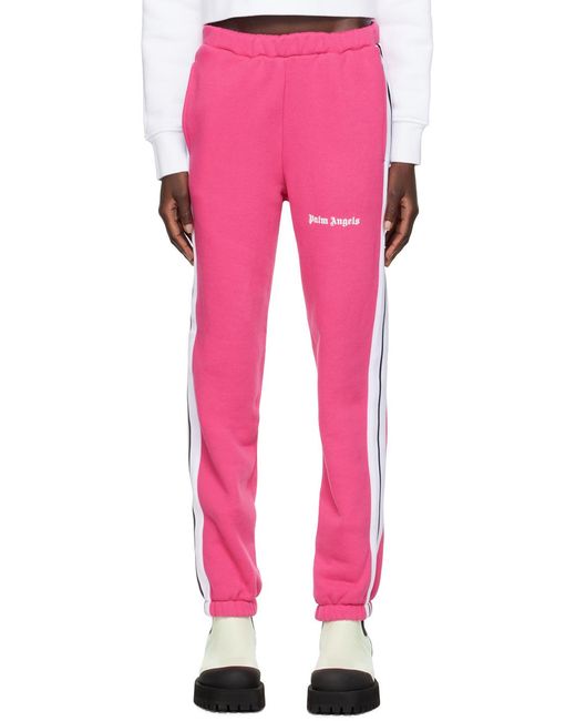 Palm Angels Pink Logo-Printed High Waist Pants