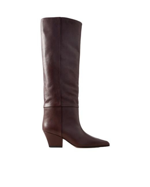 Paris Texas Brown Solid Color Leather Knee Boots