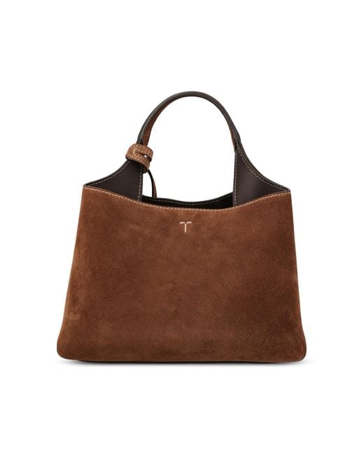 Tod's Brown T Timeless Suede Tote Bag