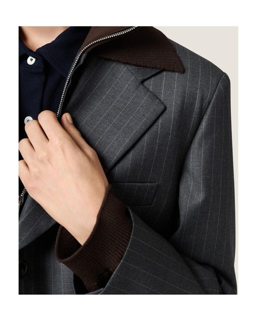 Miu Miu Black Single-Breasted Pinstripe Jacket