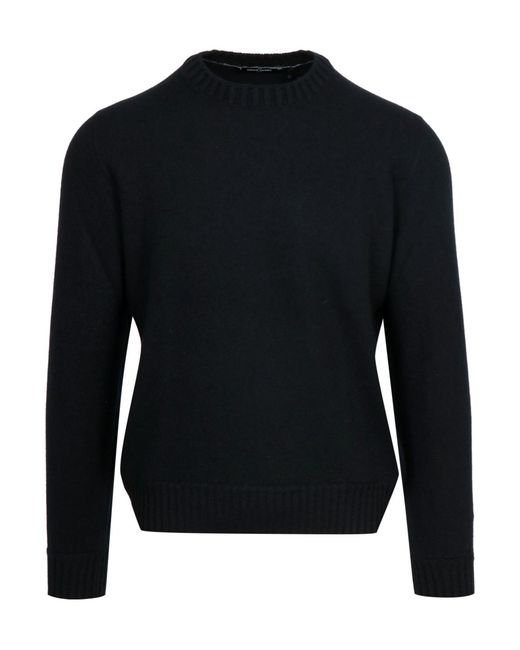 Gran Sasso Blue Ribbed Crew Neck Knitwear for men