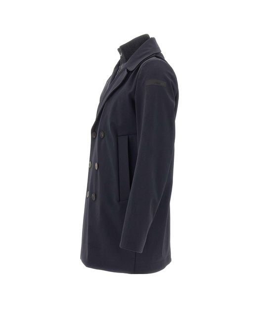 Rrd Blue Long-Sleeve Double-Breasted Trench Coat for men