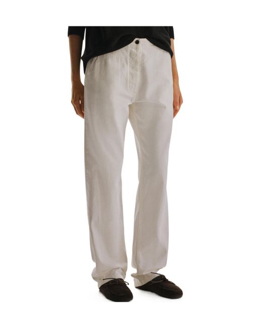 The Row White Casual Pants With Belt Loops