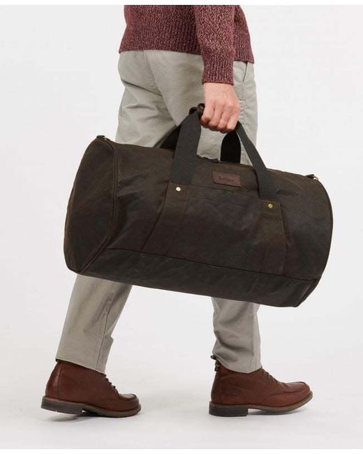 Barbour Black Waxed Travel Duffle Bag for men