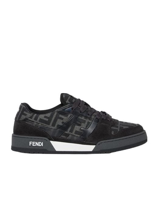 Fendi Black Ff Jacquard Low-Top Sneakers for men