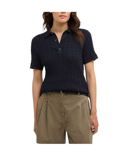 Barbour Blue Classic Short-Sleeve Sweater