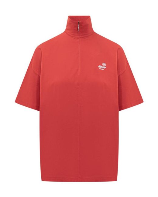 MSGM Red High Neck Jersey T-Shirt