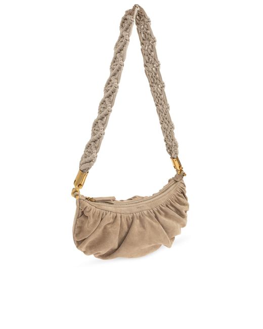 Balmain White Ebane Ruched Shoulder Bag