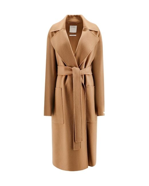 Sportmax Brown Buttoned Long-Sleeved Coat