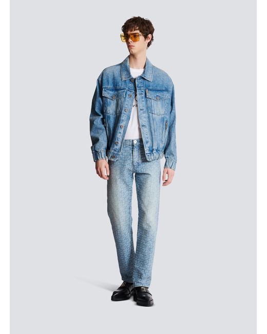 Balmain Blue 70S Buttoned Long-Sleeve Denim Jacket for men