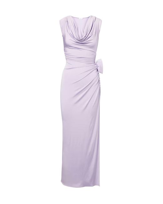 Magda Butrym Purple Draped Floral-Applique Jersey Maxi Dress