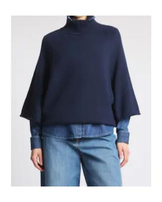 Fay Blue Mock Turtleneck