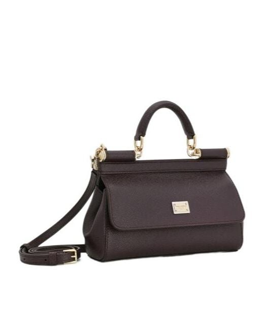 Dolce & Gabbana Black Logo Plaque Small Sicily Handbag