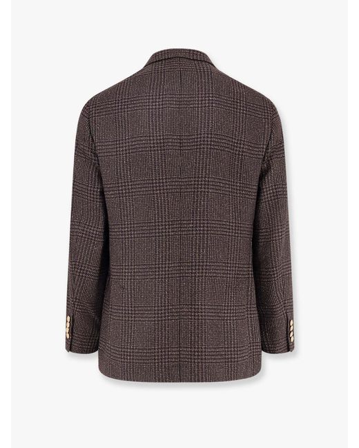 Brunello Cucinelli Brown Prince Of Wales Blazer for men