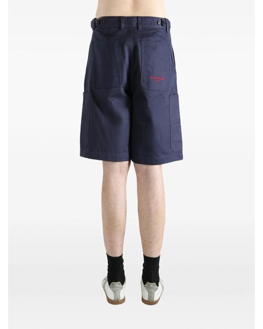 Givenchy Blue Logo Embroidered Shorts for men