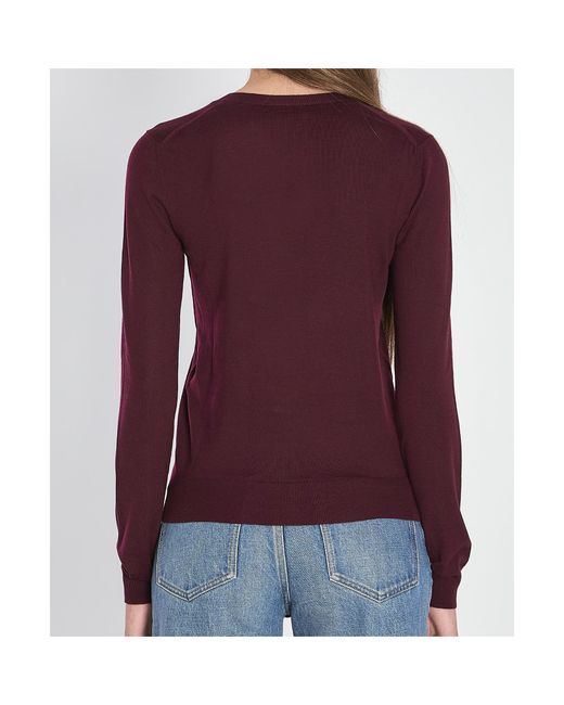 Saint Laurent Purple V-Neck Loose-Fit Jumper