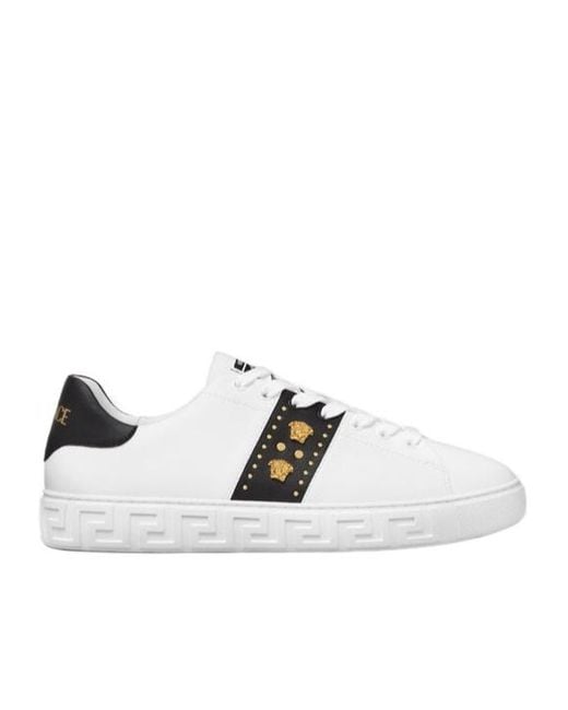 Versace White Medusa Stud Sneakers for men