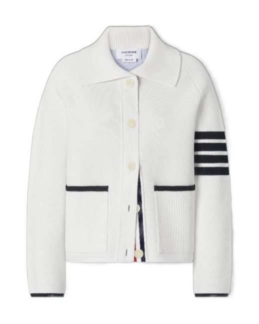 Thom Browne White 4-Bar-Stripe Jacket