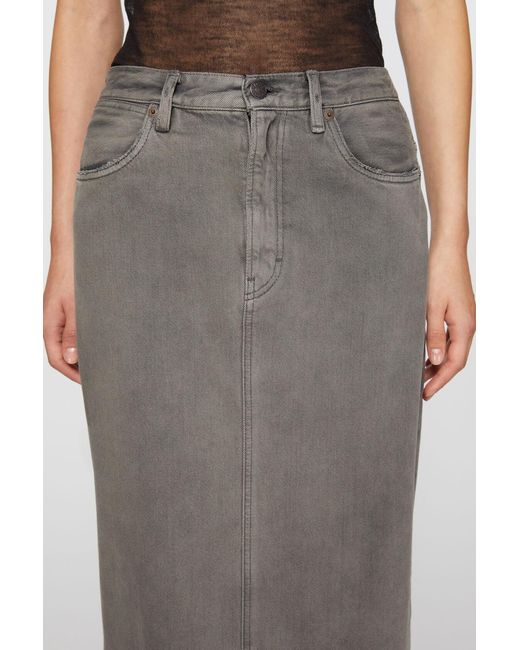 Acne Gray Denim Midi Skirt