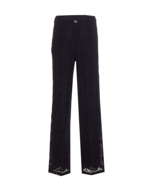 Twinset Blue Wide Leg Lace Pants