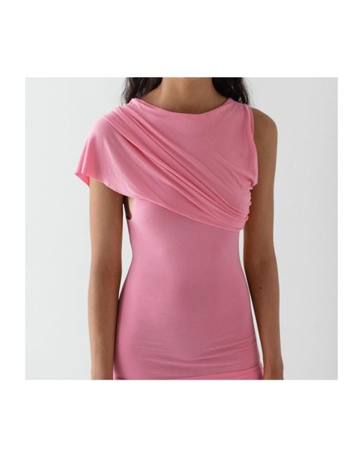 GIMAGUAS Pink Annika Draped Midi Dress