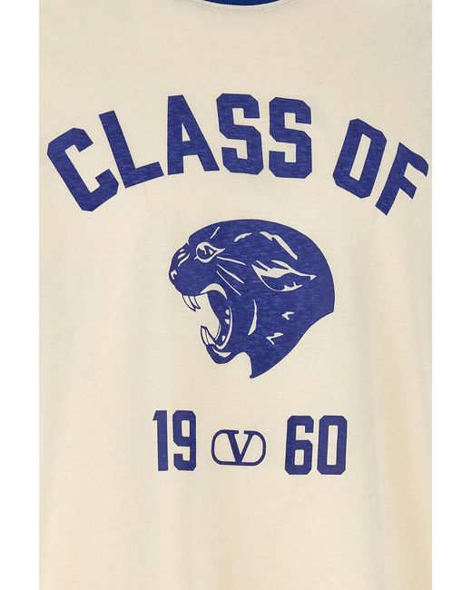 Valentino White Logo Printed Crewneck T-Shirt for men