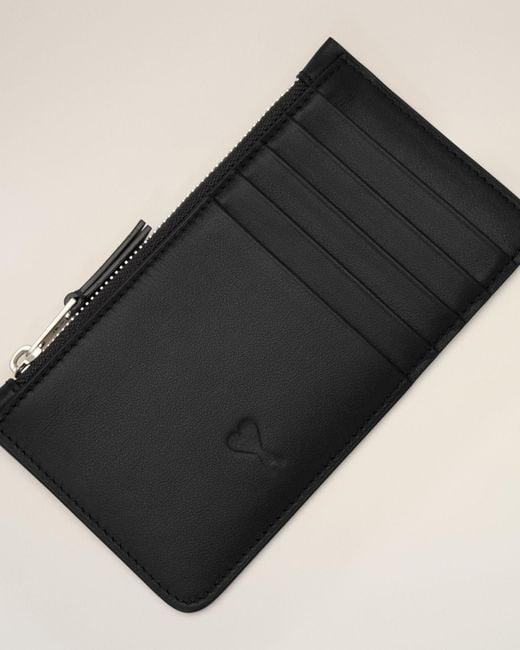 AMI Black Zipper Card Holder for men