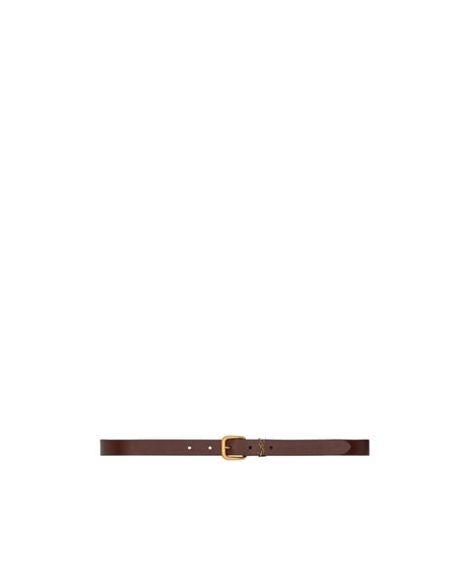 Saint Laurent White Cassandre Rectangular Buckle Belt for men