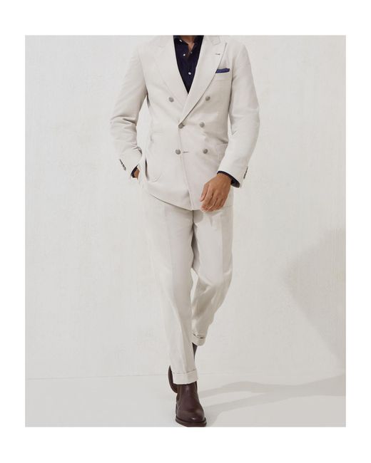 Brunello Cucinelli Blue Pleated Tailored Trousers for men