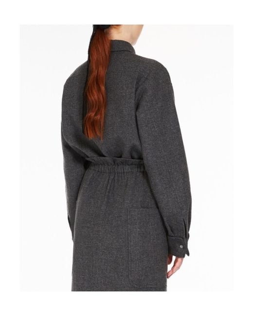 Max Mara Gray Abadan Buttoned Long-Sleeved Shirt