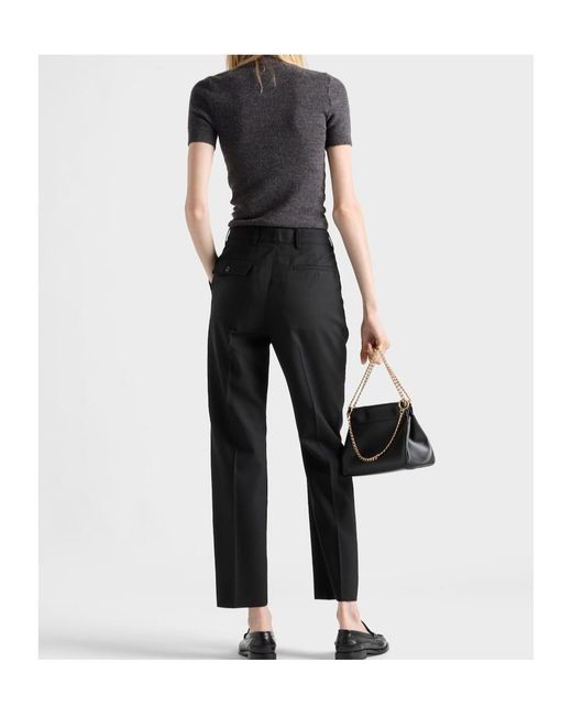 Prada Gray Short-Sleeve Knit Sweater With Pendants