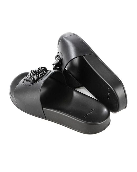 Versace Black Flat Sandals