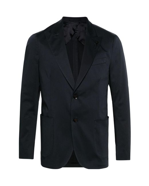 Lardini Blue Single-Breasted Peak-Lapel Blazer for men
