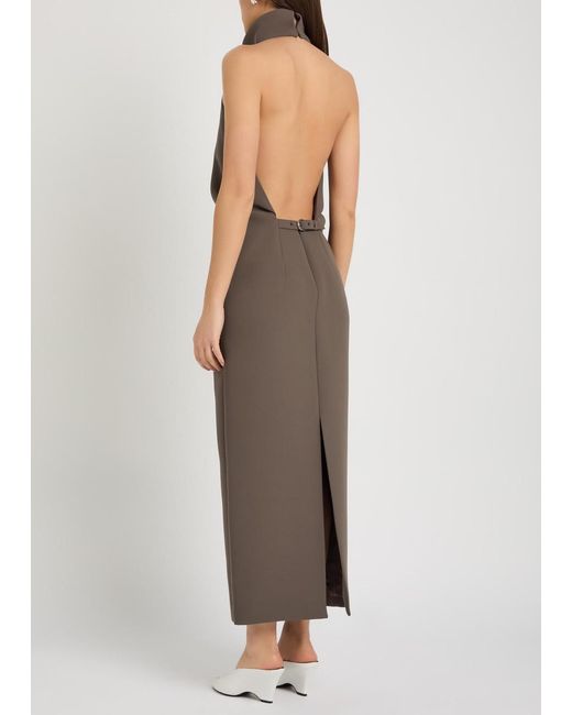Khaite Brown Roxanne Open-Back Crepe Midi Dress