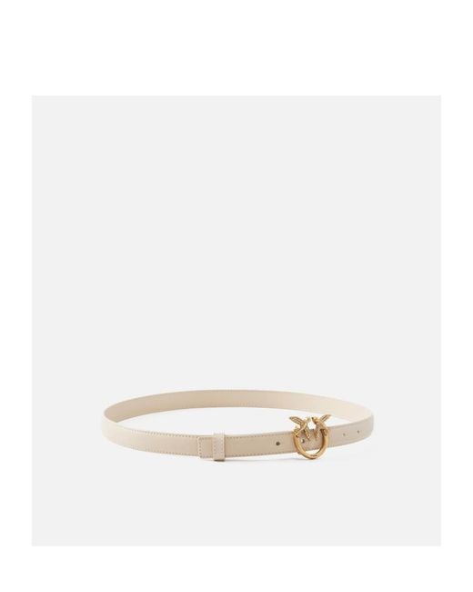 Pinko White Love Bird Plaque Buckle Belt