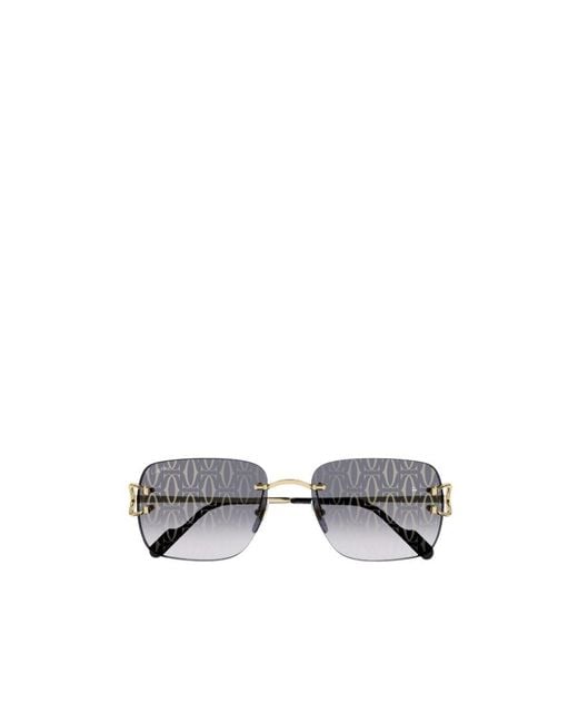 Cartier Metallic Rectangle Frame Sunglasses for men