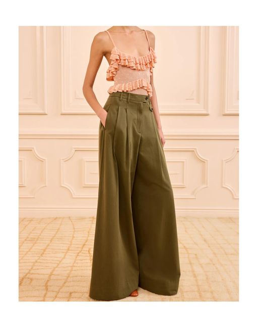 Ulla Johnson Green Mid Rise Cotton Pants